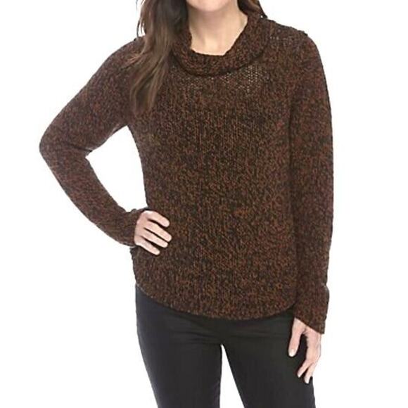 A6 NEW EILEEN FISHER Organic Cotton Linen Blend 2-Tone Funnel Neck Sweater Sz S - Picture 1 of 7